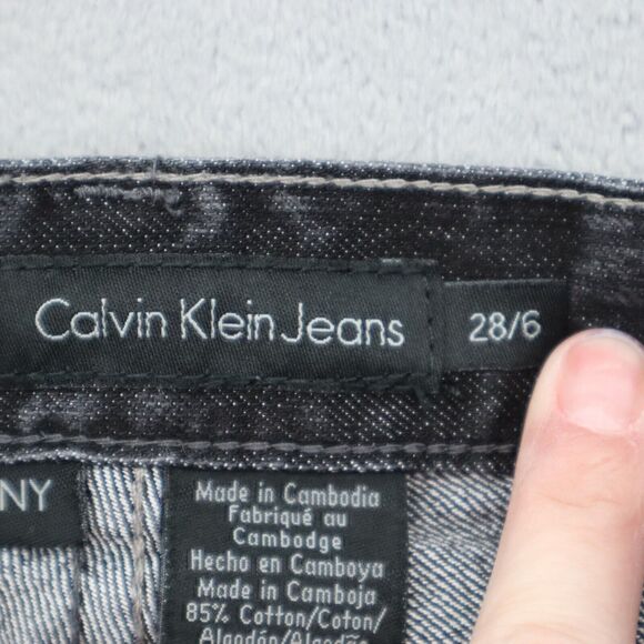 Calvin Klein Pants Womens 28 Black Skinny Mid Rise Button Dark Wash Denim Jeans - Picture 2 of 16